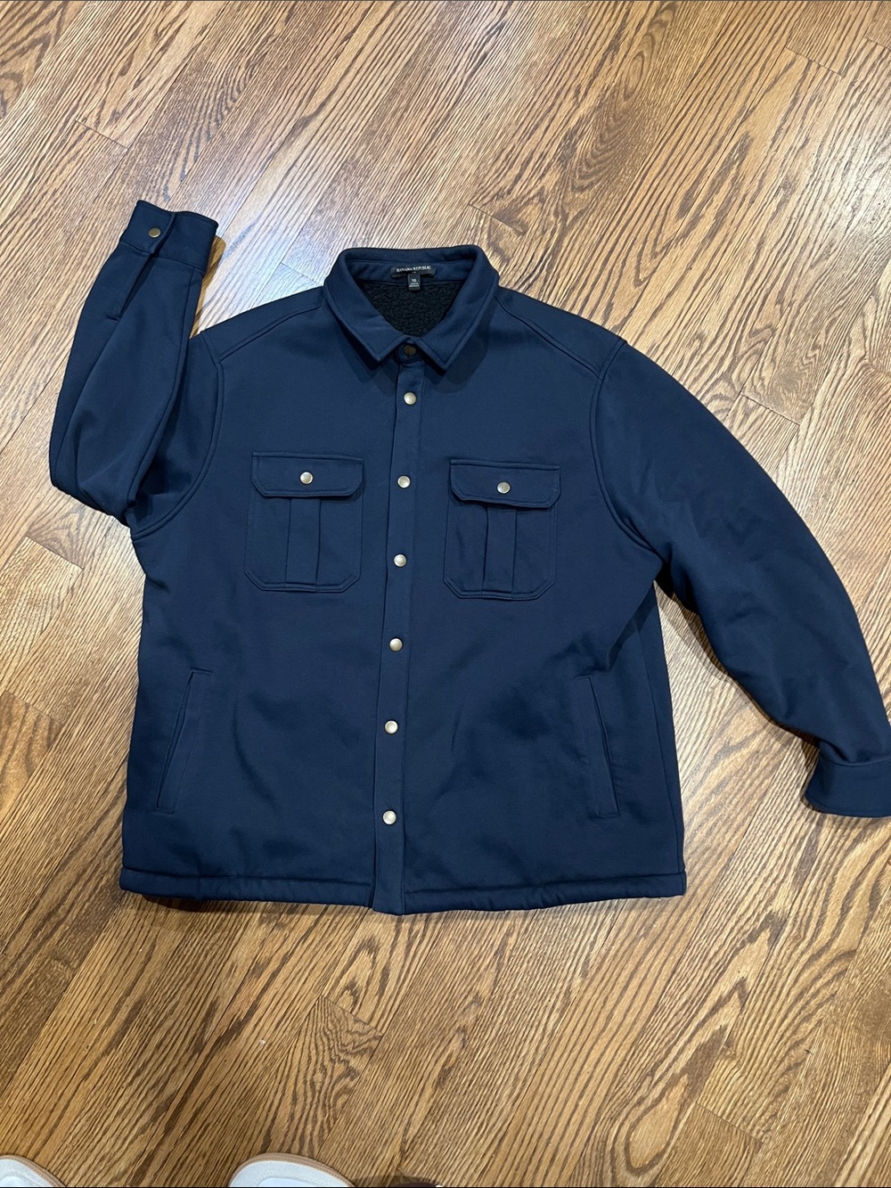 Banana Republic Navy Button-Front Shirt Jacket